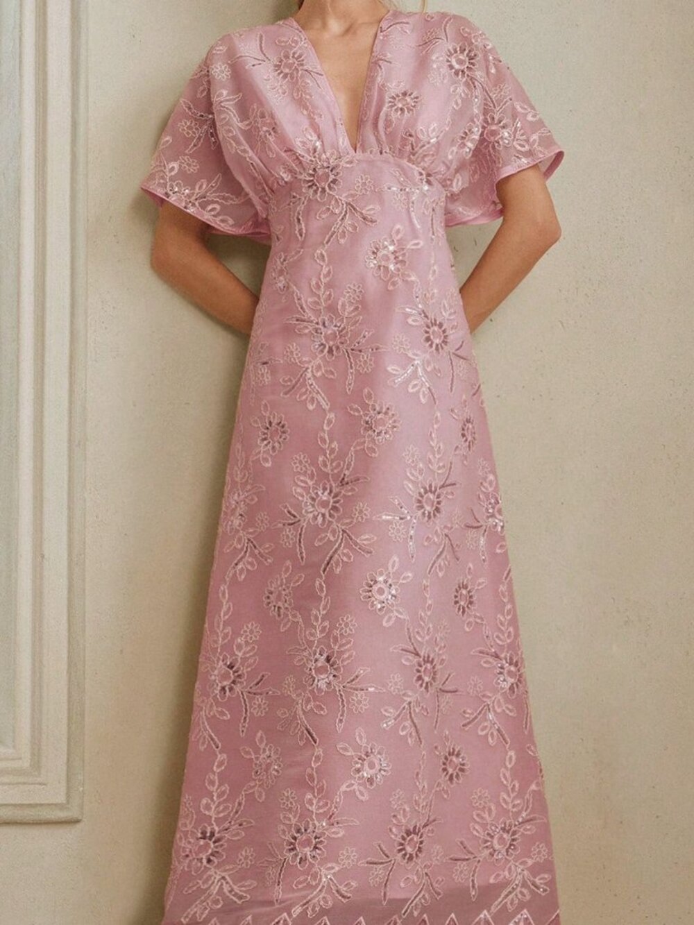 Baby Pink Elegant Women's Dress - Picture 8 of 8